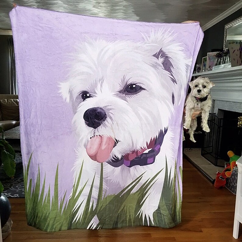 Custom Pet Portrait Blanket Dog Custom Blanket Pet Blanket Etsy