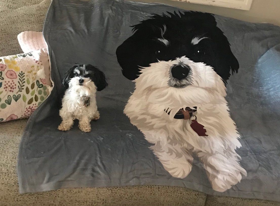 Custom Pet Portrait Blanket Dog Custom Blanket Pet Blanket Etsy