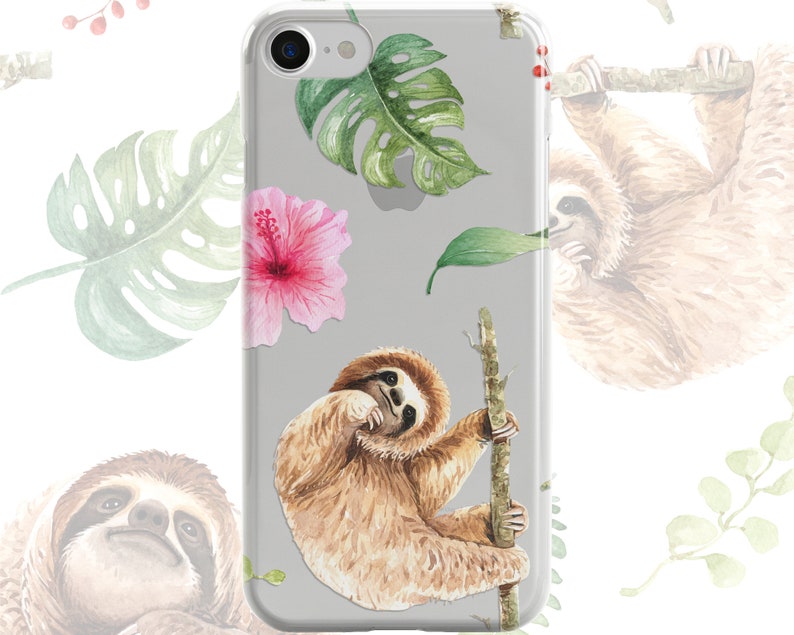 Sloth clear phone case design for iPhone Cases, Samsung Cases, iPod cases, Galaxy cases, Note 8 cases, Google Pixel Cases and LGG 