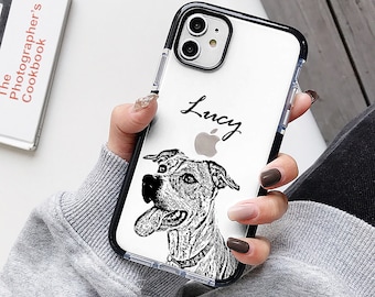 Custom Pet Illustrated Protective Phone Case, gift for dog lover, dog gift ideas, Custom Pet Portrait , Pet Illustration, dog loss gift