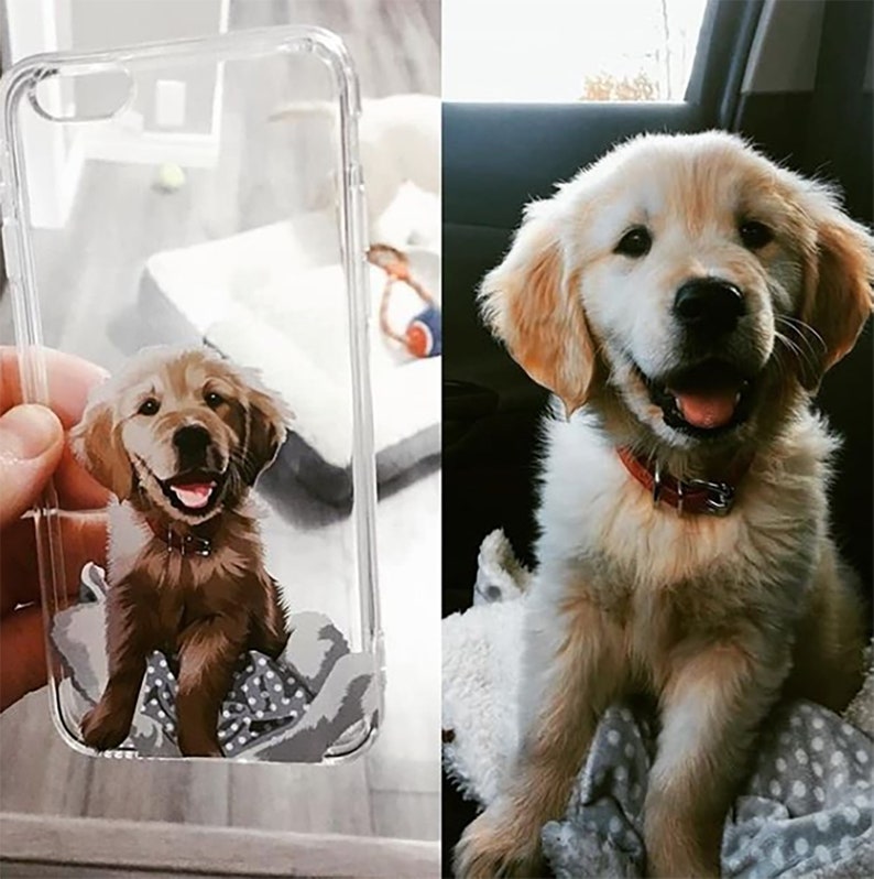 Custom Pet Portrait Phone Case | Gift for dog lover | Dog gift ideas | Custom Pet Portrait | Fiance Gift | Pet Illustration | Dog loss gift 