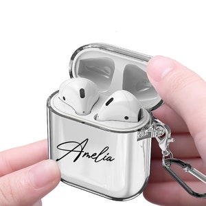 Custom AirPod Case with keychain Customized Name AirPod Case Personalized Gift AirPod 1 & 2 custom case AirPod Pro custom case image 2