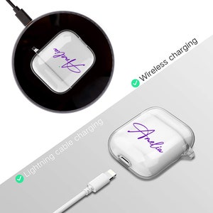 Custom AirPod Case with keychain Customized Name AirPod Case Personalized Gift AirPod 1 & 2 custom case AirPod Pro custom case image 4