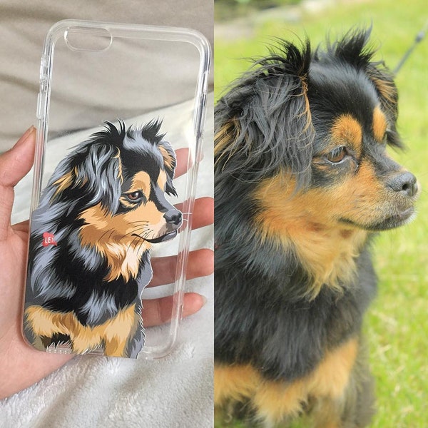 Custom Pet Portrait Phone Case | Gift for dog lover | Dog gift ideas | Custom Pet Portrait | Fiance Gift | Pet Illustration | Dog loss gift