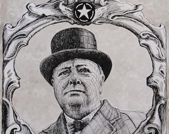 Stampa ritratto di Winston Churchill Giclee