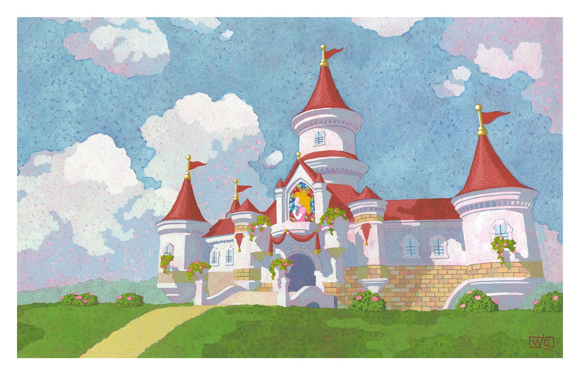 Peach's Castle Mario Bros Art Art Print Video Game Etsy