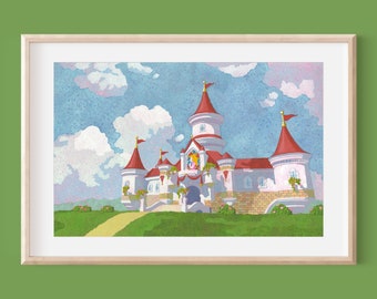 Peach's Castle - Mario Bros Art, Mario Art, Nintendo Art, Princess Peach Art