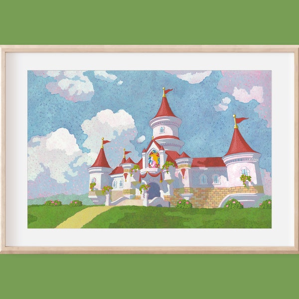 Peach's Castle - Mario Bros Art, Mario Art, Nintendo Art, Princess Peach Art