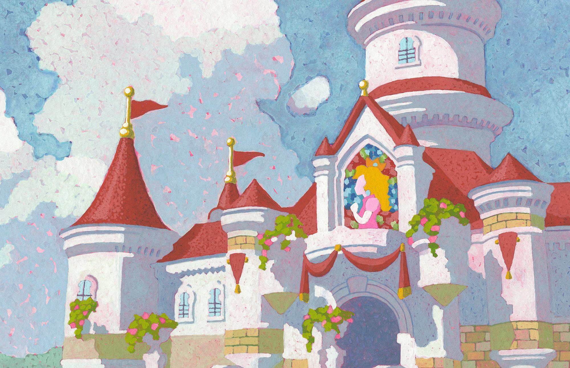 Peach's Castle Mario Bros Art Art Print Video Game Etsy