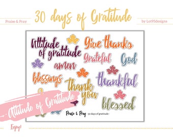 The Signature 30 Days of Gratitude Collection Great for any journaling Bibles printable stickers. Digital Gratitude Autumn Trees