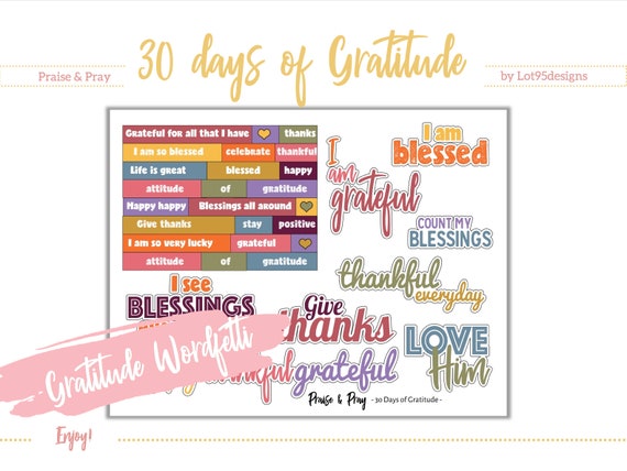 The Signature 30 Days of Gratitude Collection Great for any journaling Bibles printable stickers. Digital Gratitude Autumn Trees