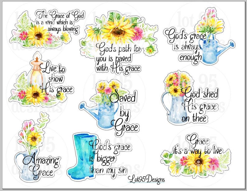 Printable Grace Word Art Stickers. Fits on a | Etsy
