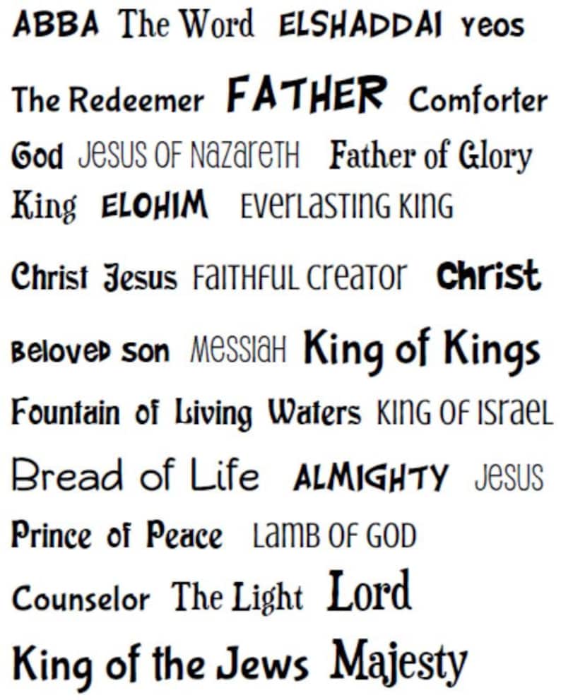 60 Names of God Printable Sticker Sheet. Two 8.5x11 Sheets . Etsy