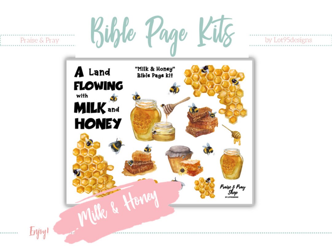 Milk and Honey Bible Page Kit Printable Digital Stickers. Etsy