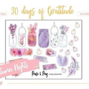 The Signature 30 Days of Gratitude Collection Great for any journaling Bibles printable stickers. Digital Gratitude Autumn Trees