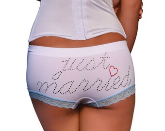 Just Married Rhinestone Cheeky Hipster
