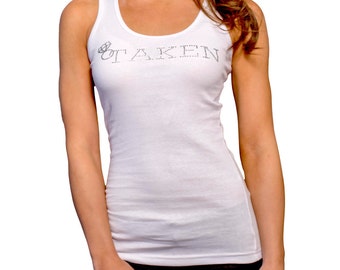 Taken White Bridal Tank Top with Rhinestone