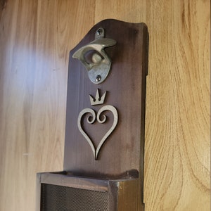 Kingdom Hearts Inspired Wall mounted bottle opener with cap catcher