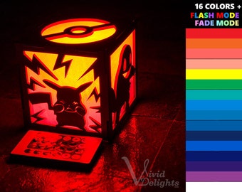 Pokemon Inspired ( Pikachu charmander bulbasaur Squirtle pokeball ) ColorChanging LED Lantern