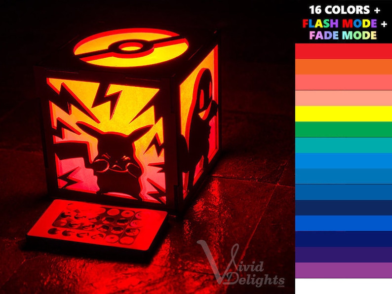 Pokemon Inspired Pikachu charmander bulbasaur Squirtle pokeball ColorChanging LED Lantern image 1