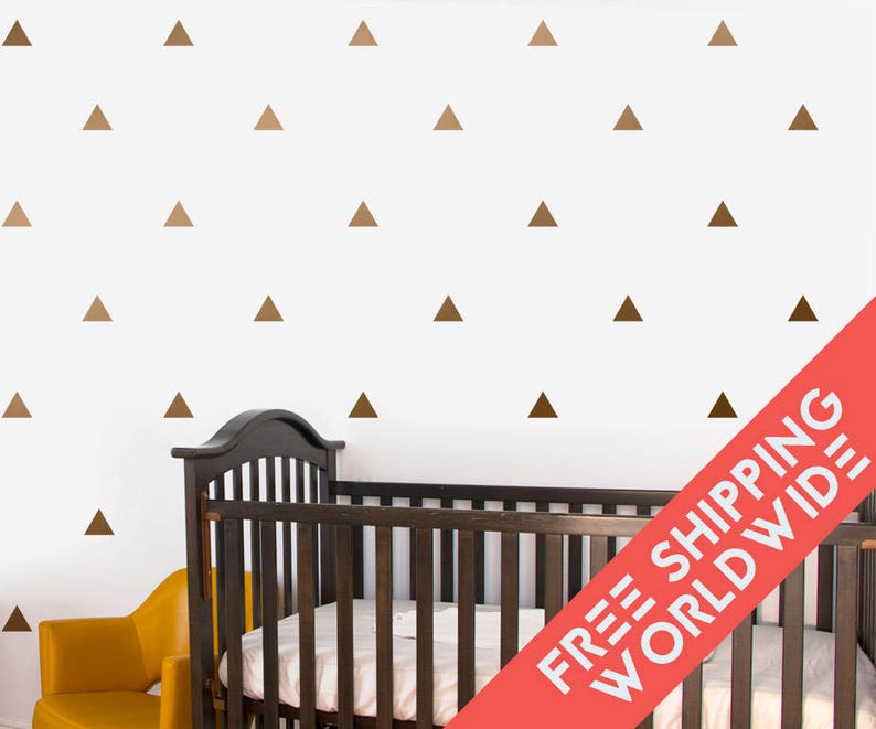 metallic copper triangle baby wall decals decor stickers | etsy