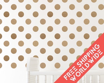Metallic Gold Polka Dots Wall Decals Decor Stickers Nursery Baby Circle Pattern Modern & Scandinavian