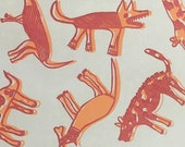 Birribang Duruk (Many cheeky dogs) design by Injalak Women on cotton
