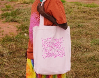 Mimih Spirits Pink Tote Bag | Aboriginal Art, Indigenous Art, Printed Tote, First Nations Crafts, NAIDOC Tote Bag