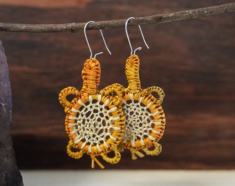 Pandanus Turtle Earrings (Kunkanemkenh) | Indigenous Art, Aboriginal Earrings, Handmade Earrings, First Nations Crafts