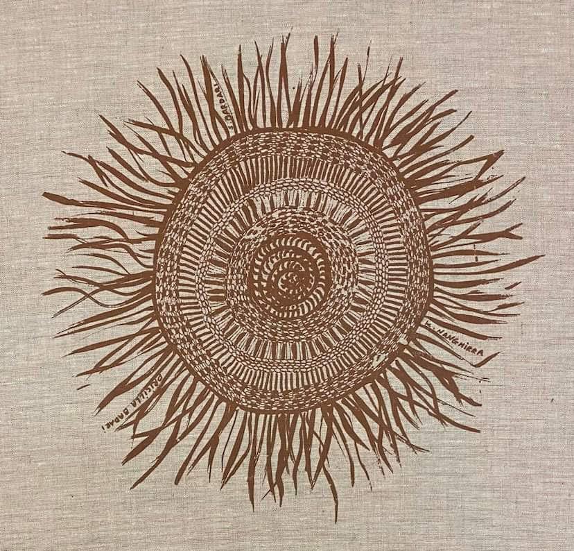 Marebu (Woven Mat) design 100% Linen Tea Towel | Aboriginal Art, Aboriginal Homewares, Indigenous Art, NAIDOC, First Nations Crafts