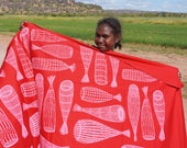 Mandjabu (Fish Trap) Screen-Printed On Cotton Linen | Indigenous Art, First Nations Craft, Aboriginal Art, Injalak Fabric