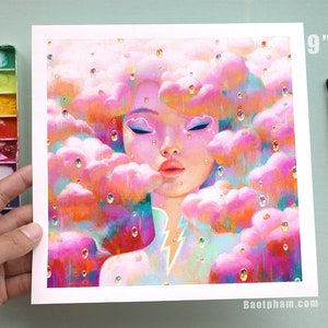 Morning Sprinkle Limited Edition Print Bao Pham Art 9" x 9" inches