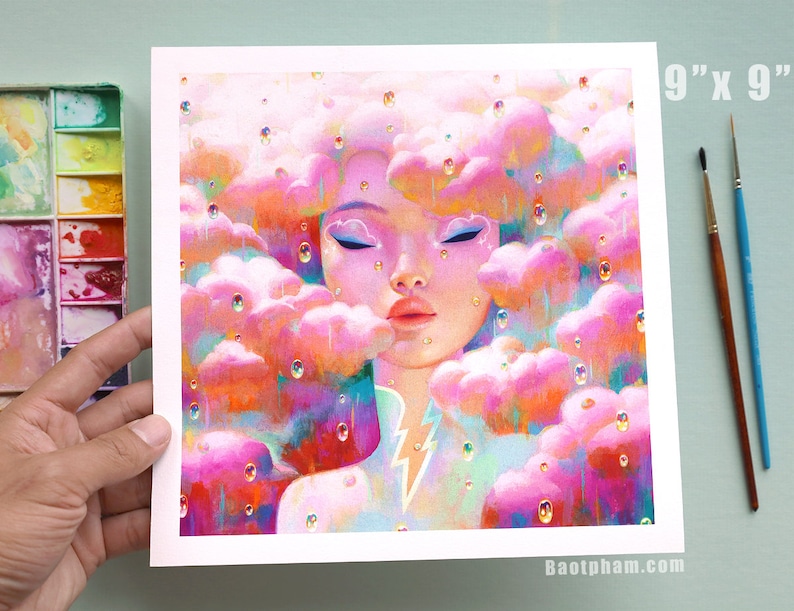 Morning Sprinkle Limited Edition Print Bao Pham Art 9" x 9" inches
