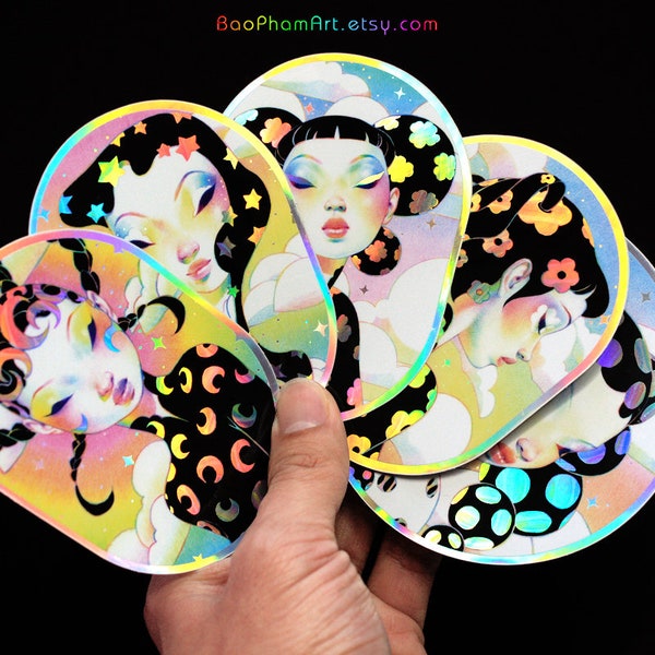 Black Rainbow Holographic Sticker Set
