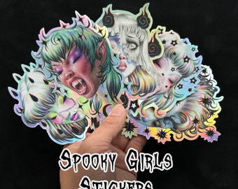 SPOOKY GIRLS Holographic Sticker Set