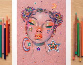 Rainbow Stars and Blooms Set - Limited Edition Print