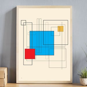 Geometrische abstrakte Linie und Volltonfarbe herunterladbare Wandkunst von Amber Ocean