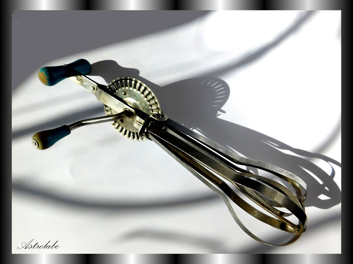 Vintage Ekco Hand Mixer Egg Beater with wooden Handle Etsy