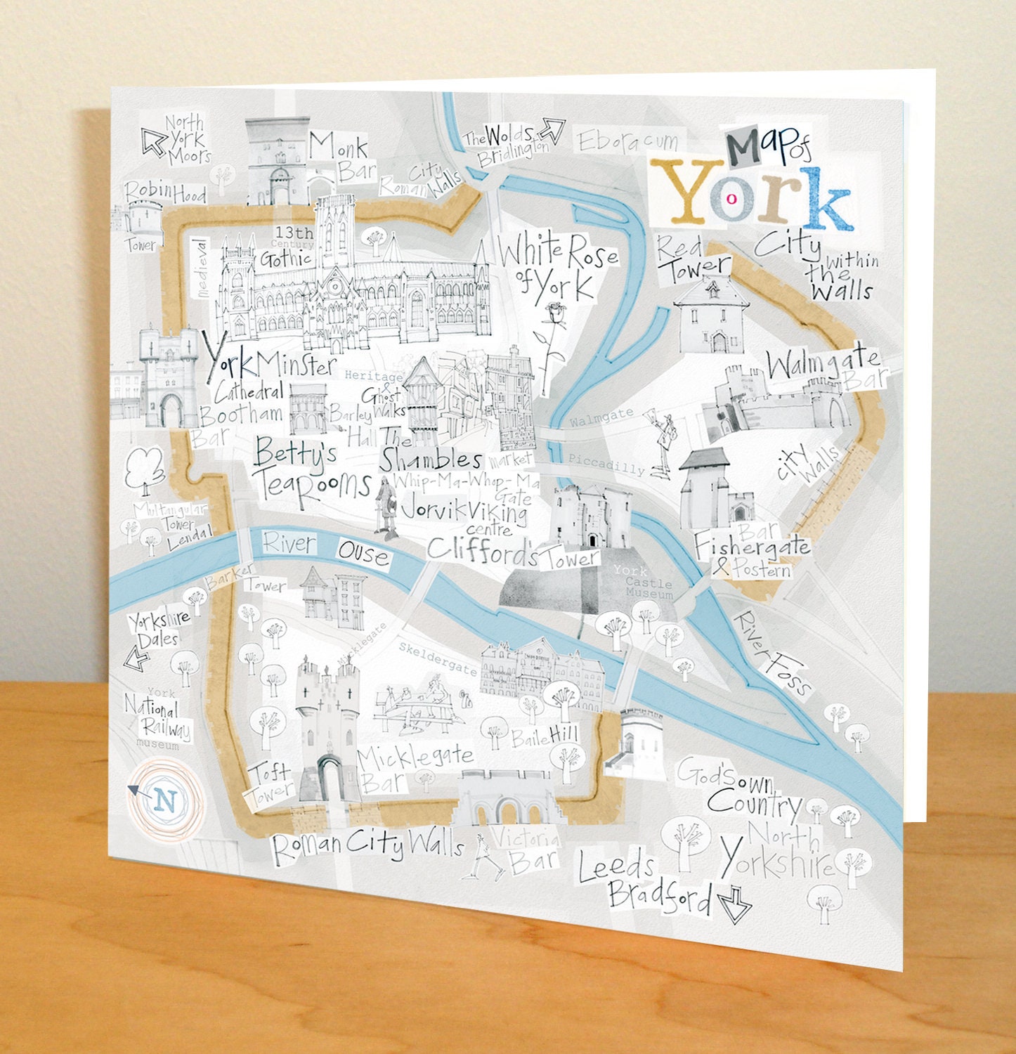 Map of York Greetings Card