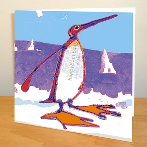 Carte de voeux joyeux anniversaire pingouin