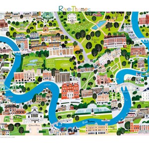 Rio Tâmisa, sudoeste de Londres - Impressão artística de alta qualidade