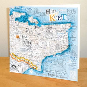 Tarjeta de felicitación con el mapa de Kent