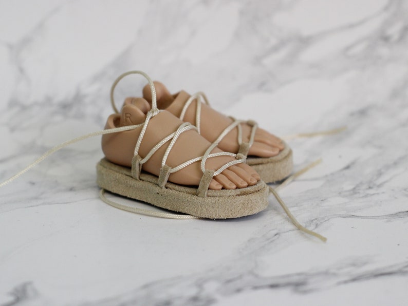 bjd flat sandal shoes for 1/4 MSD Minifee doll Beige suede