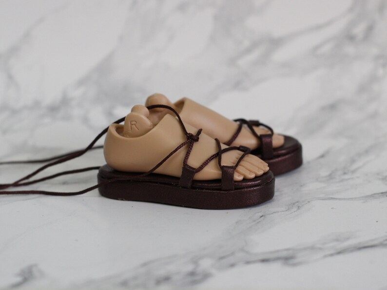 bjd flat sandal shoes for 1/4 MSD Minifee doll Metallic burgundy