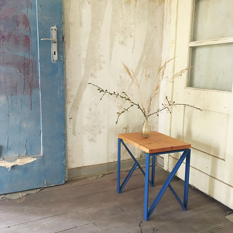 Tabouret en Acier et Bois/Stool, Steel & Wood