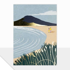Conception Laura Darrington | Collection Spectre | Carte vierge | Design contemporain | Salutations modernes | Tête de croissant | Célébration | Plage |