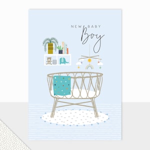 NUEVO Diseño de Laura Darrington / Colección Halcyon / Tarjeta de felicitación de lujo / Recién nacido / Felicitaciones por el nacimiento / Bebé niño