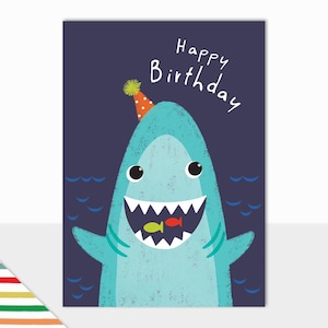 Laura Darrington Design | Allsorts Kollektion | Kinder | Hai | Alles Gute zum Geburtstag | Kindergeburtstag | Spaß Designs | Hergestellt in Großbritannien