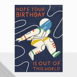 Laura Darrington Design | Honcho Kollektion | Weiblich Inspiriert | Retro | Grußkarten | Raumfahrer | Alles Gute zum Geburtstag | Kopf Honcho | Leerzeichen |