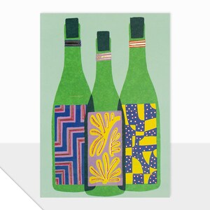 Laura Darrington Design Spectrum Collection Cartes vierges Design contemporain Salutations modernes Bouteille de vin Célébration